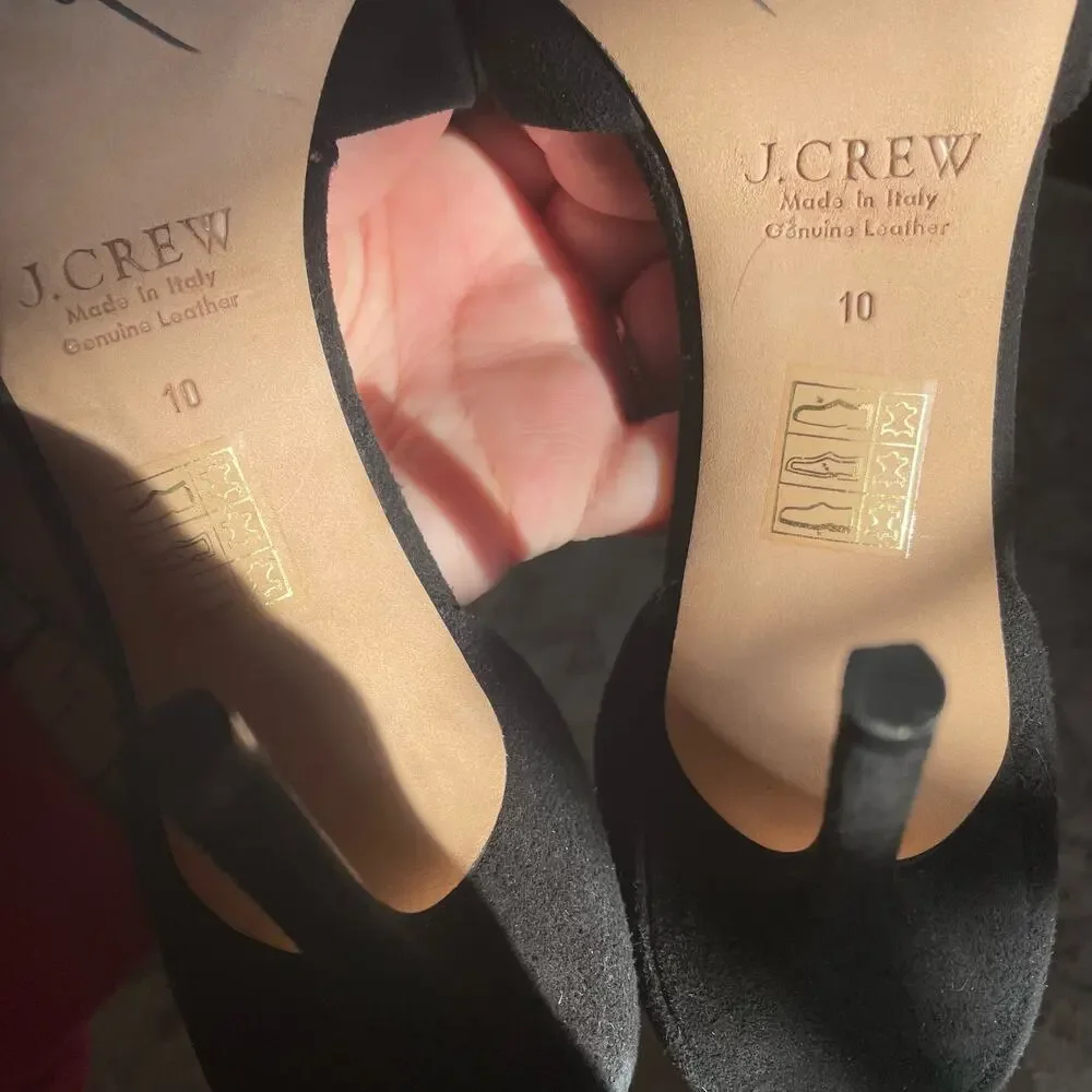 J. Crew Collection SZ 10 Elsie Floral Sequin D'Orsay Pumps Black Suede Heels EUC - Picture 8 of 10